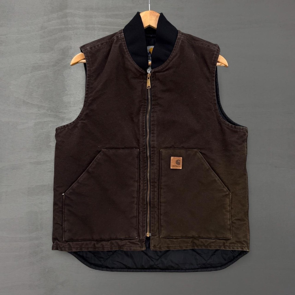 Vintage Carhartt Duck Vest Dark Brown Quilted Lining V02 DKB Medium Regular